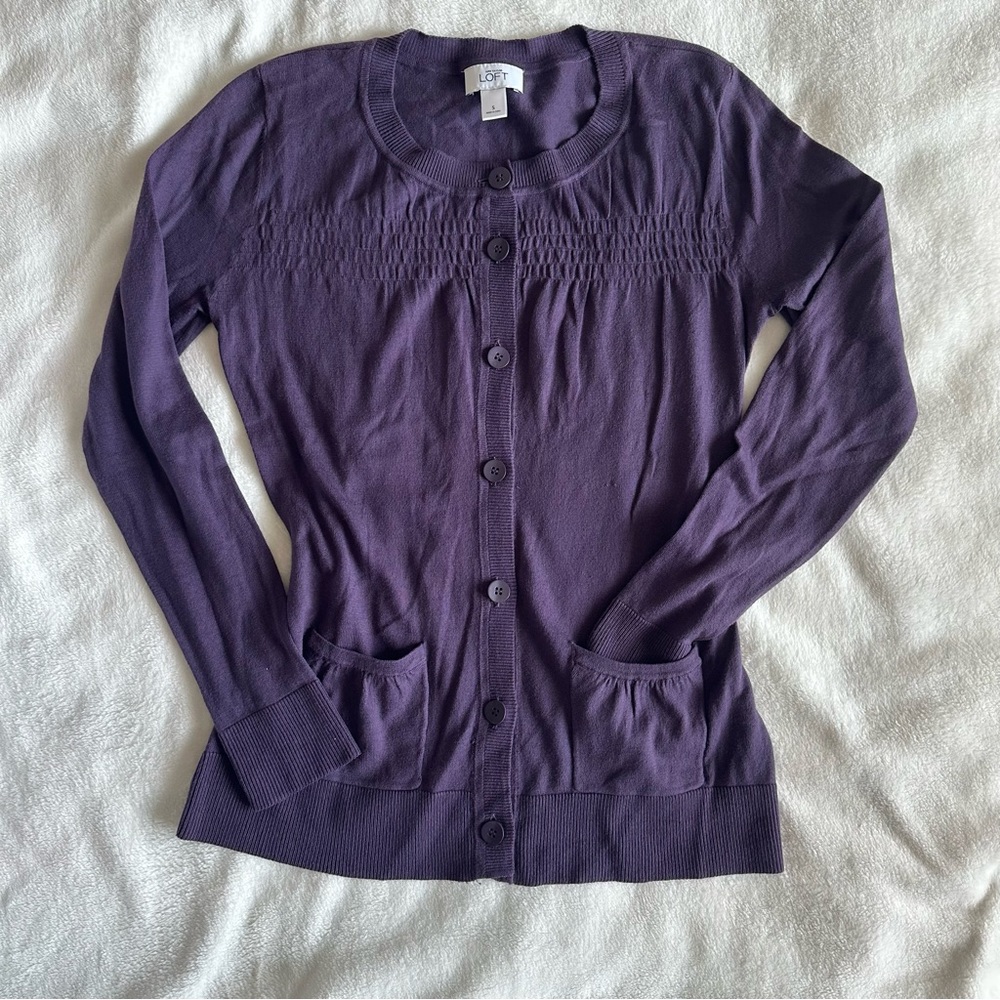 Ann Taylor Loft Purple Knit Cardigan Sz S